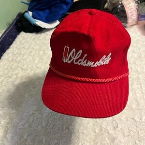 Vintage Oldsmobile Corduroy Snapback Hat Red Rope Cap AmaPro Korea